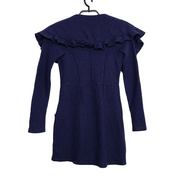 Anthropologie HWR Cardigan Sweater Wool Navy Blue Size XS Button Front - Picture 2 of 5